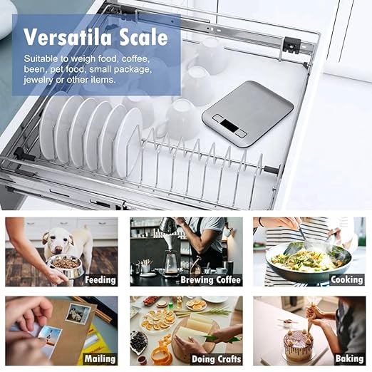 Food Scale, Kitchen Scales Digital Weight Food Grams and Ounces for Weight Loss Baking Cooking of NUTRI FIT, Max 11lb 1g Increment, Backlight LCD Smart Tare Stainless Steel, Easy to Use, AAA Battery