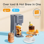 Tastyle Mini Hot and Iced Coffee Maker Single Serve, for K Cup and Ground, 6 to 14 Oz Brew Sizes, with Recipe Book, for Home, Travel, RV, Office and Dorm, Elegant Gray