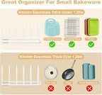 Cutting Board Organizer and Baking Sheet Rack, [1-Pack] White Heavy Duty Metal Cookie Sheet Organizer for Cutting Board Storage & Plate Holder for Cabinet, Tray Dividers for Cabinets