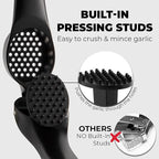 Zulay Kitchen Premium Garlic Press Set – Rust Proof & Dishwasher Safe Garlic Mincer Tool with Silicone Garlic Peeler & Brush, Easy Squeeze & Clean, Ergonomic Soft Grip Handle - Medium – Black