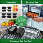 50 Pack (100-Piece) 24 oz Meal Prep Containers Reusable with Lids, Sturdy Leakproof & Food Safe, Microwave, Freezer, Dishwasher Safe Prep Containers, To Go Take Out Plastic Food Storage