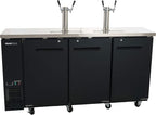 PEAKCOLD 3 Door, 4 Tap Commercial Beer Dispenser - Double Tower Keg Cooler - Kegerator; 72" W