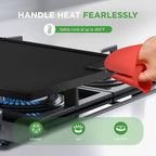 NutriChef Cast Iron Reversible Griddle 18x10 Inch – Pre-Seasoned Flat Top & Ridged Grill Side, Stove Top Griddle for Gas Grill, Outdoor & Indoor Cooking