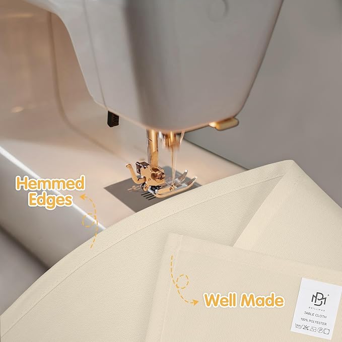 BRILLMAX 6 Pack Beige Tablecloths for 6 Foot Rectangle Tables 60 x 102 Inch - 6ft Rectangular Bulk Linen Polyester Fabric Washable Cloth Cover for Wedding Reception Banquet Birthday Party
