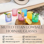 Khen Plastic Hobnail Drinking Glasses Set of 6 Bright Tones Cups 14oz, Shatterproof & Unbreakable Acrylic Beaded Design, BPA-Free, Dishwasher Safe Indoor/Outdoor Drinkware for Water, Juice, Cocktails
