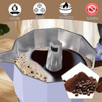Aluminum 9 Cup 450ml Moka Pot Express Coffee Maker Stovetop Espresso Colorful Coffeemaker Italian Classic Style Brewing Greca Cafe Mocha Machine for Cafeteras Lover Camping Travel and Home Use 15oz