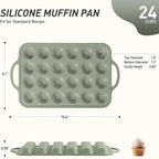 Socisen 24 Cups Silicone Muffin Pan with Metal Reinforced Frame Mini Size Cupcake Pan Tray Egg Bites Silicone Circle Cookie Molds Little Small Muffin Tin Tart Pans Baking Sheet Set for Sandwiches