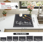 Findosom Dish Drying Mat, 16" x 18" Super Absorbent & Hide Stain Coffee Mat, Cuttable Drying Mat for Kitchen Counter, Coffee Bar Accessories, Under Dish Rack, Coffee Maker, Espresso Machine, Black