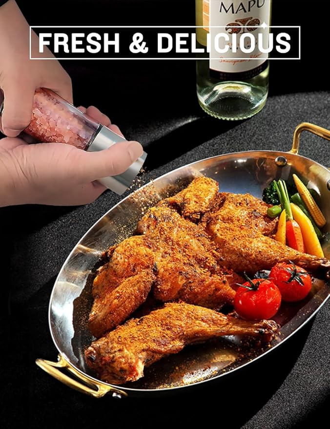 Gulex® Salt Grinder Pepper Mill, Refillable, Adjustable Coarseness Black Pepper Grinder, Stainless Steel Sea Salt Shaker with Ceramic Rotor(Seasoning not included)