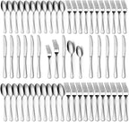 Hunnycook 60-Piece Silverware Set - Silverware Set for 12, Stainless Steel Flatware Set with Forks, Knives & Spoons, Mirror Polished Cutlery Set, Dishwasher Safe
