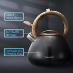 MARSKITOP Tea Kettle Stovetop Whistling Tea Pot for Stove, Food Grade Stainless Steel Teapot for Stovetop with Anti-Hot Handle, Suitable for All Heat Sources, 2.6 Quart, Gray