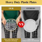 Goodluck 100PCS Clear Gold Plastic Plates, 10.25 Inch Dinner Plate with Silver Rim, Heavy Duty Disposable Plastic Plates for Party, Wedding, Birthday & Daily Use