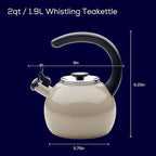 Circulon Enamel on Steel Whistling Induction Teakettle, Tea Kettle for Stovetop with Flip-Up Spout, 2-Quart, Gray