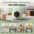 Nut Milk Maker Machine, Soy Milk & Oat Milk Maker with 8 Presets, High-Speed Blender, Auto-Clean, Delay Start, 33oz Almond Milk Maker for Plant-Based & Dairy-Free Beverages, Green
