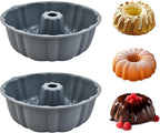 PADELE 2 Pack Silicone Cake Pan Nonstick,10 Inch, Silicone Cake Molds,Pound Cake Pan, Baking for Jello,Gelatin,Cake,Brownie and Bread (Grey+Grey)