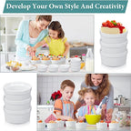 Xinnun 24 Pcs 6 oz Ramekins Creme Brulee Dishes Oven Safe Classic Porcelain Ramekins Set for Baking, Creme Brulee, Souffle, Appetizer, Custard, Pudding, Dipping Bowl