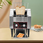 Commercial Conveyor Toaster 1300W, 150 Slices/Hour Stainless Steel Bread Oven with Dual Temp Control & Double Chutes - 7-Speed Adjustable