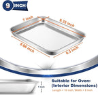 P&P CHEF 9 Inch Baking Cookie Sheet, Oven Pan Tray Stainless Steel Sheet Pan for Kitchen, Oven Bakeware for Multi Uses, Shiny Look & Dishwasher Safe, Healthy & Heavy Duty, 2Pcs