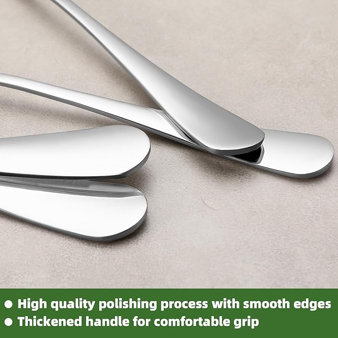 8 Pcs Forks and Spoons Silverware Set, Food Grade Stainless Steel Flatware Cutlery Set for Home, Kitchen and Restaurant, 4 Dinner Fork(8") and 4 Teaspoon(6.7"), Mirror Polished, Dishwasher Safe