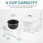 Aroma Housewares Professional 8-Cups (Cooked) / 2Qt. 360° Induction Rice Cooker & Multicooker (ARC-7604), White
