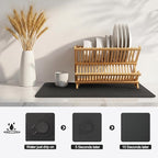 Ecotrim - Dish Drying Mat for Kitchen Counter | Coffee Bar Mat for Countertops | Heat Resistant Drainer Mat with Non-slip Rubber Backed | Hide Stain Kitchen Absorbent Draining Mat | Black 16"x18"