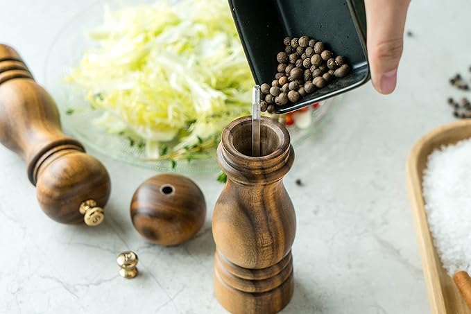 BILL.F Salt and Pepper Grinder Pepper Mill Grinder Pepper Grinders Salt Mill Set of 2 with Adjustable Ceramic Rotor 7 Inch