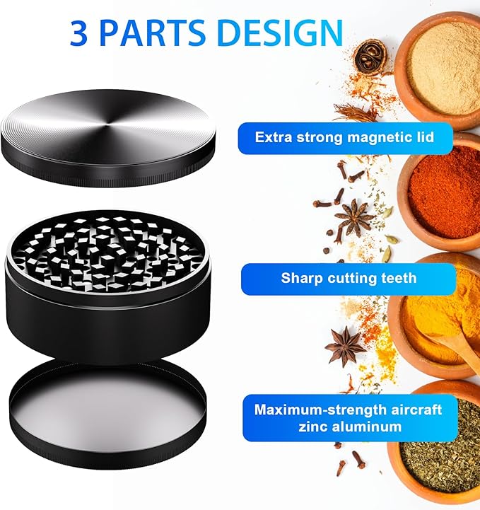 Matoolser 3 Inch Spice Grinder Mills for Kitchen (Black)