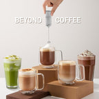 Mini & Mighty Milk Frother Wand – Powerful Handheld Coffee Frother, Battery Operated Drink Mixer – Compact Pocket Size – Detachable Whisk for Latte, Cappuccino, Matcha, Hot Chocolate – White Marble