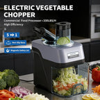 BLEOU 5-in-1 Electric Vegetable Chopper, 330LBS/H Commercial Food Processor Veggie Dicer Slicer with Magnetic Safety Lid, Non-Slip Base & Stainless Steel Blades for Restaurant Home Kitchen