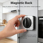 Searon Mechanical Kitchen Timer, Magnetic Manual Countdown Timer with Loud Ring, Stainless Steel, No Battery Needed, Easy to Use for Cooking and Baking
