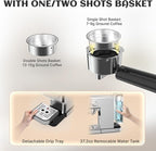 AYCHIRO 20 Bar Espresso Machine, Professional Espresso Machine with Milk Frother, Compact Espresso Maker for Cappuccino and Latte, Removable Water Tank and Drip Tray