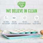 GreenLife 12-Cup Muffin Pan, PFAS-Free Healthy Nonstick Baking Tray, 11.4" x 1.9" x 15.9", Durable Ceramic Bakeware, Cupcakes, Egg Bites, Tarts, Brownies, Blue Haze