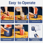 Portable Blender, Personal Blender USB Rchargeable, Mini Blender for Shakes and Smoothies, 400ML Portable Fruit Veggie Juicer Cup With 6 Blades and Travel Lid, Handheld Blender for Travel Gym Kitchen