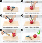 SCHVUBENR Premium Apple Corer Tool - Easy to Use and Clean - Sturdy Apple Remover with Sharp Serrated Tips - Stainless Steel Corers for Apple and Pear - Core Fruits with Ease (Blue)