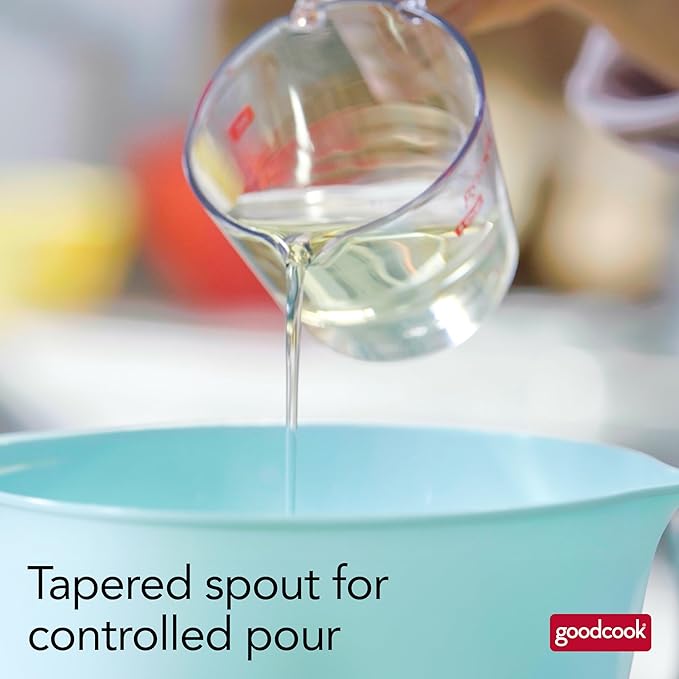 GoodCook Everyday 2-Cup Measuring Cup Liquid Measuring with Ounces and Milliliters Markings Tapered Pour Spout Easy-to-Read Lines Comfortable Handle for Precise Measuring, Clear
