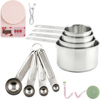 Measuring Tools and Scales, 8 PCS Measuring Cups and Spoons Set, Kitchen Food Scale with Tare Function, Digital Grams and Ounces, Retractable Dual Sided Tape Measure, Ideal for Baking and Cooking