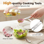 16PCS Measuring Cups and Spoons Set, Measuring Spoon Set with Metric and US Measurements, Fits for Measuring Dry and Liquid (Pink)