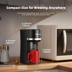 Horavie Mini Single Serve Coffee Maker for K Cup and Ground Coffee, Fast Brew One Cup Coffee Machine with Descaling Reminder and Water Window, 6 to 12 oz. Brew Sizes, Black
