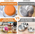 Umite Chef Mixing Bowls with Airtight Lids, 6 Piece Stainless Steel Metal Bowls, Measurement Marks & Colorful Non-Slip Bottoms Size 7, 3.5, 2.5, 2.0,1.5, 1QT, Great for Mixing & Serving