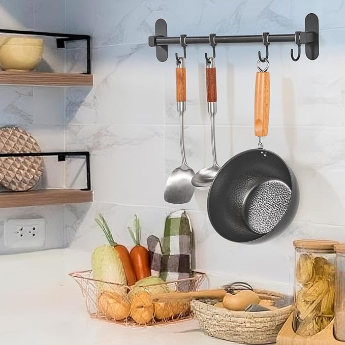 1.5 QT Small Wok, Cold-Forged Iron Wok with Glass Lid, 7 Inch Nonstick Sauce Pan for Single Meals, Flat Bottom Iron Pot for Stir-Fry, Multipurpose Cooking Pot for Everyday Cooking