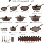 CAROTE 31pcs Pots and Pans Set Non Stick, Cookware Set Pots and Pans Induction Cook Ware, Nonstick Kitchen Cooking, PFOA Free