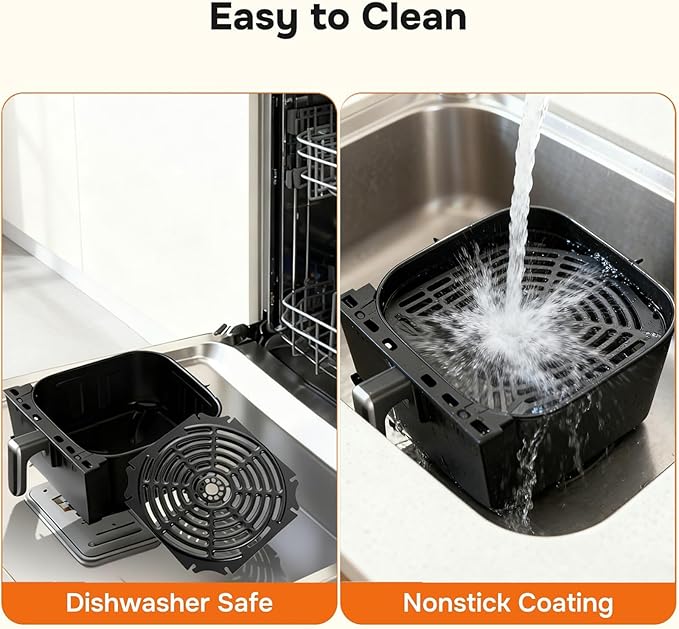 Simple Deluxe 12-in-1 Air Fryer 7.5 Qt, Digital Preset & DIY Function Airfryer with Visible Window, Nonstick and Dishwasher-Safe Basket, Chicken, Fries, Fish, Tart, Cake, DIY, Black