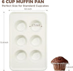 HONGBAKE Nonstick Ceramic Muffin Pan, 6 Cup Muffin tin for Baking, Non-toxic Cupcake Pan, Heavy-duty Aluminized Steel Cupcake Tray with Diamond Texture, Easy To Clean, Cream