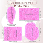 Dragon Silicone Molds Dragon Fondant Candy Chocolate Mold For Cake Decoration Cupcake Topper Polymer Clay Gum Paste Set Of 4