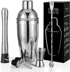 Cocktail Shaker Set, 6-Piece 18/8 Food-Grade Stainless Steel Mixology Bartender Kit - Premium Bar Tools with Muddler, Jigger, Spoon & Pourers - Rust-Proof, Leak-Proof & Dishwasher Safe Gift for Men