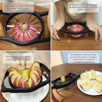 Newness 5.12 Inch Extra Large Apple Slicer, 16 Slices, Durable Stainless Steel Apple Corer, Black, Silicone Handle