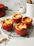 LE TAUCI 8 Oz Ramekins, Creme Brulee Dishes, Porcelain Ramekin Set for Souffle, Dipping Sauces, Pudding, Set of 6, True Red