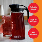 Tiesta Tea - Loose Leaf Iced Tea Pitcher, BPA-Free Tritan Plastic, Includes Multipurpose Nylon Mesh Infuser, Brew Hot & Cold, Leak-Proof Twist-On Lid, Dishwasher Safe, 1/2 Gallon Capacity