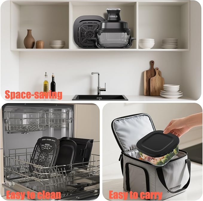 4.4QT Glass Air Fryer Non-Toxic, 4 Presets & Manual Control, 180-400℉ Precise Heat Smart Air Fryer Oven, Auto-Pause & Resume, Microwave & Dishwasher Safe Dual Glass Container