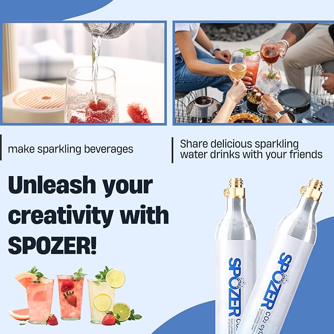 60L CO2 Cylinder for SodaStream, CO2 Canister Threaded Cylinders Compatible w/All Threaded 'Screw-In' Soda Makers, FIZZ, ONE TOUCH, JET, etc. - Set of 6